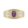 Thumbnail Image 2 of Men's Oval Amethyst and 0.15 CT. T.W. Diamond Tri-Sides Grooved Band in 10K Two-Tone Gold