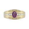 Thumbnail Image 3 of Men's Oval Amethyst and 0.15 CT. T.W. Diamond Tri-Sides Grooved Band in 10K Two-Tone Gold