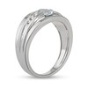 Thumbnail Image 1 of Men's Oval Aquamarine and 0.15 CT. T.W. Diamond Tri-Sides Grooved Band in 10K White Gold