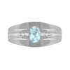 Thumbnail Image 2 of Men's Oval Aquamarine and 0.15 CT. T.W. Diamond Tri-Sides Grooved Band in 10K White Gold