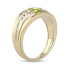 Thumbnail Image 1 of Men's Oval Peridot and 0.15 CT. T.W. Diamond Tri-Sides Grooved Band in 10K Two-Tone Gold
