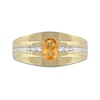 Thumbnail Image 3 of Men's Oval Madeira Citrine and 0.15 CT. T.W. Diamond Tri-Sides Grooved Band in 10K Two-Tone Gold