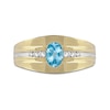 Thumbnail Image 3 of Men's Oval Swiss Blue Topaz and 0.15 CT. T.W. Diamond Tri-Sides Grooved Band in 10K Two-Tone Gold