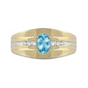 Thumbnail Image 2 of Men's Oval Swiss Blue Topaz and 0.15 CT. T.W. Diamond Tri-Sides Grooved Band in 10K Two-Tone Gold