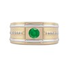 Thumbnail Image 3 of Men's 5.0mm Emerald and 0.12 CT. T.W. Diamond Side Accent Flat-Top Grooved Band in 10K Two-Tone Gold