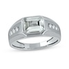 Thumbnail Image 0 of Men's Sideways Octagonal White Topaz and White Lab-Created Sapphire Tri-Sides Channel Band in Sterling Silver