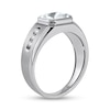 Thumbnail Image 1 of Men's Sideways Octagonal White Topaz and White Lab-Created Sapphire Tri-Sides Channel Band in Sterling Silver
