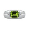 Thumbnail Image 3 of Men's Sideways Octagonal Peridot and White Lab-Created Sapphire Tri-Sides Channel Band in Sterling Silver