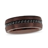 Thumbnail Image 0 of Men's Black Sapphire Inlay Brushed Wedding Band in Tungsten with Brown Ion-Plate (1 Line)