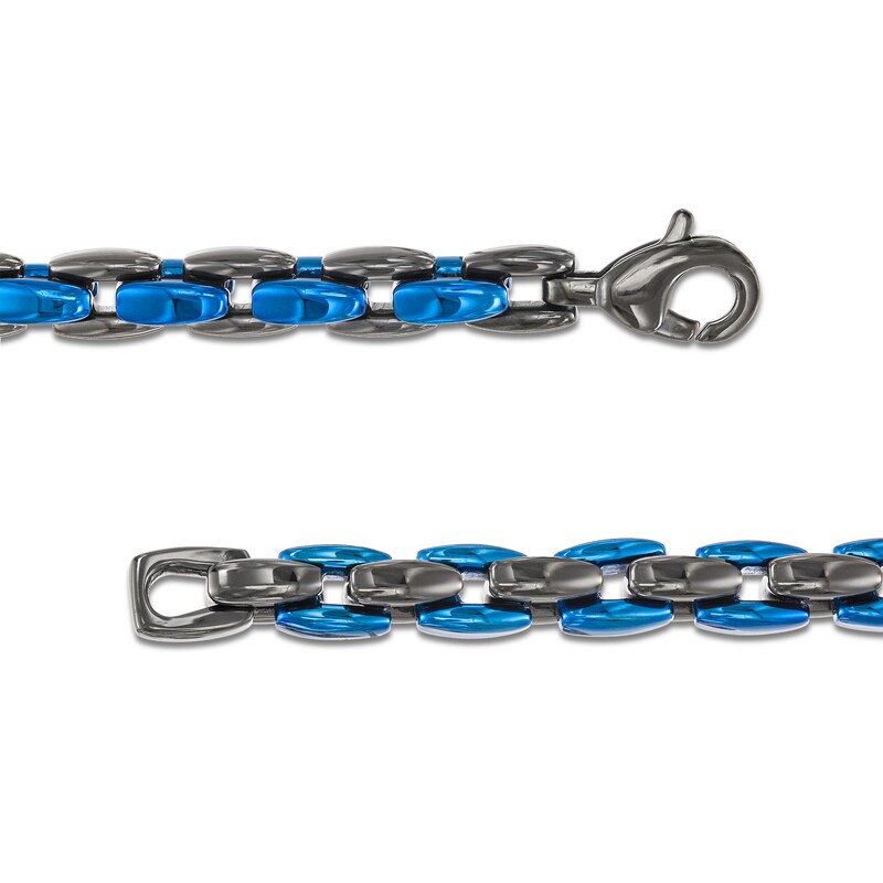 Main Image 3 of Men's 6.0mm Link Chain Necklace in Solid Stainless Steel  with Black and Blue Ion-Plate - 24"