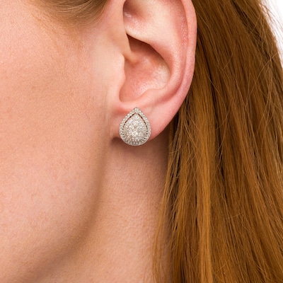 1.00 CT. T.W. Pear-Shaped Multi-Diamond Stud Earrings in 10K White Gold