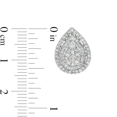 1.00 CT. T.W. Pear-Shaped Multi-Diamond Stud Earrings in 10K White Gold