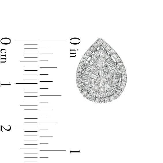 1.00 CT. T.W. Pear-Shaped Multi-Diamond Stud Earrings in 10K White Gold
