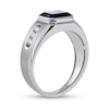 Thumbnail Image 1 of Men's Sideways Octagonal Blue and White Lab-Created Sapphire Tri-Sides Channel Band in Sterling Silver