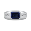 Thumbnail Image 2 of Men's Sideways Octagonal Blue and White Lab-Created Sapphire Tri-Sides Channel Band in Sterling Silver