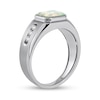 Thumbnail Image 2 of Sideways Octagonal Lab-Created Opal and White Lab-Created Sapphire Tri-Sides Channel Band in Sterling Silver