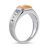 Thumbnail Image 1 of Men's Sideways Octagonal Citrine and White Lab-Created Sapphire Tri-Sides Channel Band in Sterling Silver