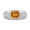 Thumbnail Image 2 of Men's Sideways Octagonal Citrine and White Lab-Created Sapphire Tri-Sides Channel Band in Sterling Silver
