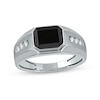 Thumbnail Image 0 of Men's Sideways Octagonal Black Onyx and White Lab-Created Sapphire Tri-Sides Channel Band in Sterling Silver
