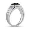 Thumbnail Image 2 of Men's Sideways Octagonal Black Onyx and White Lab-Created Sapphire Tri-Sides Channel Band in Sterling Silver
