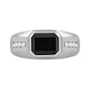 Thumbnail Image 2 of Men's Sideways Octagonal Black Onyx and White Lab-Created Sapphire Tri-Sides Channel Band in Sterling Silver