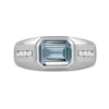 Thumbnail Image 2 of Men's Sideways Octagonal Simulated Aquamarine and White Lab-Created Sapphire Tri-Sides Channel Band in Sterling Silver