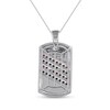 Thumbnail Image 3 of Men's Ruby and Black Sapphire Alternating Slant Four Row Dog Tag Pendant in Sterling Silver and 10K Gold – 22"