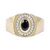 Thumbnail Image 2 of Men's Oval Blue Sapphire and 0.20 CT. T.W. Diamond Frame Bold Shank Band in 10K Gold
