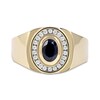 Thumbnail Image 2 of Men's Oval Blue Sapphire and 0.20 CT. T.W. Diamond Frame Bold Shank Band in 10K Gold