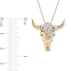 Men's Emerald and 0.10 CT. T.W. Diamond Bull Skull Pendant in 10K Gold – 22"