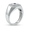 Thumbnail Image 1 of Men's Blue and White Lab-Created Sapphire Double Octagonal Frame Band in Sterling Silver