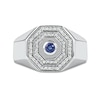 Thumbnail Image 2 of Men's Blue and White Lab-Created Sapphire Double Octagonal Frame Band in Sterling Silver