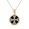 Thumbnail Image 1 of Men's 14.0mm Hematite and 0.05 CT. T.W. Diamond Flared Cross Overlay Disc Pendant in 10K Gold - 22&quot;