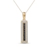 Thumbnail Image 1 of Men's Black Spinel and White Lab-Created Sapphire Frame Three-Dimensional Vertical Bar Pendant in 10K Gold – 22"