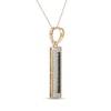 Thumbnail Image 2 of Men's Black Spinel and White Lab-Created Sapphire Frame Three-Dimensional Vertical Bar Pendant in 10K Gold – 22"