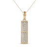Thumbnail Image 3 of Men's Black Spinel and White Lab-Created Sapphire Frame Three-Dimensional Vertical Bar Pendant in 10K Gold – 22"