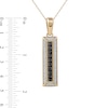 Thumbnail Image 4 of Men's Black Spinel and White Lab-Created Sapphire Frame Three-Dimensional Vertical Bar Pendant in 10K Gold – 22"