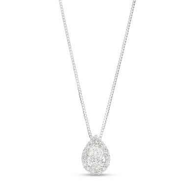 0.50 CT. T.W. Pear-Shaped Certified Canadian Diamond Frame Pendant in 14K White Gold (I/I2)