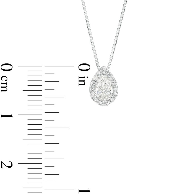 0.50 CT. T.W. Pear-Shaped Certified Canadian Diamond Frame Pendant in 14K White Gold (I/I2)