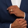Thumbnail Image 2 of Men's 7.0mm Double Row Chevron Inlay Wedding Band in Stainless Steel and Yellow Ion-Plate (1 Line)