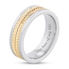 Thumbnail Image 3 of Men's 7.0mm Double Row Chevron Inlay Wedding Band in Stainless Steel and Yellow Ion-Plate (1 Line)