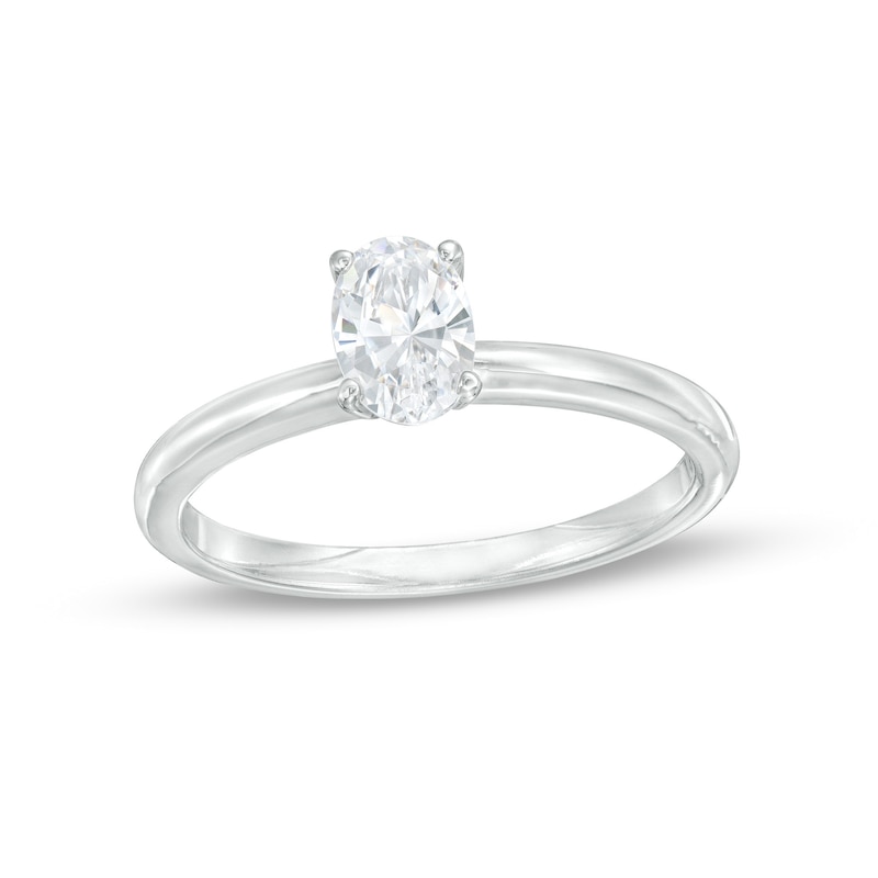 0.40 CT. Certified Canadian Oval Diamond Solitaire Engagement Ring in 14K White Gold (I/I1)