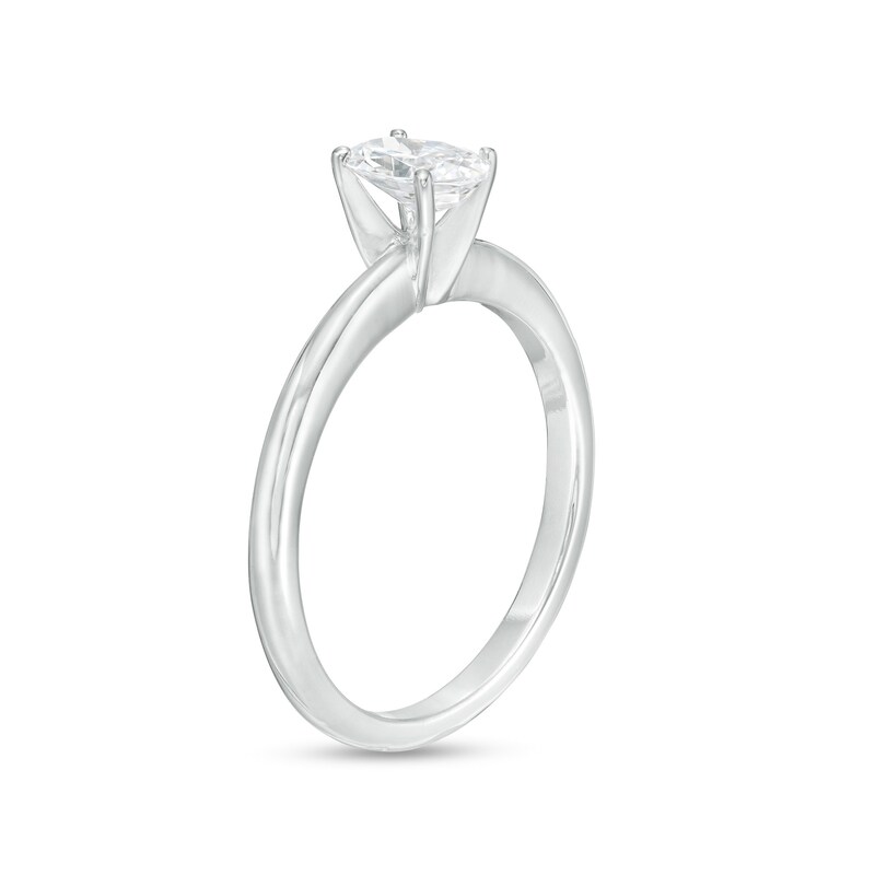 Main Image 3 of 0.40 CT. Certified Canadian Oval Diamond Solitaire Engagement Ring in 14K White Gold (I/I1)