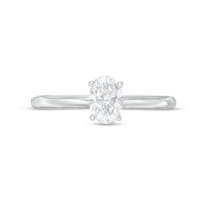Main Image 4 of 0.40 CT. Certified Canadian Oval Diamond Solitaire Engagement Ring in 14K White Gold (I/I1)