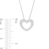 White Lab-Created Sapphire Multi-Row Heart Outline Pendant in Sterling Silver