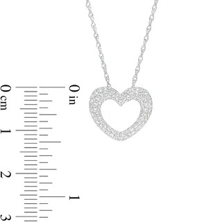 White Lab-Created Sapphire Multi-Row Heart Outline Pendant in Sterling Silver