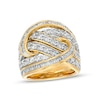3.00 CT. T.W. Baguette and Round Diamond Multi-Row Crossover Ring in 10K Gold