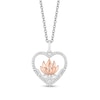 Thumbnail Image 1 of Enchanted Disney Jasmine 0.18 CT. T.W. Diamond Frame Flower in Heart Pendant in Sterling Silver and 10K Rose Gold – 19"