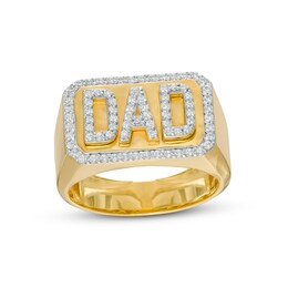 Men's 0.25 CT. T.W. Diamond Frame &quot;DAD&quot; Rectangle-Top Ring in 10K Gold
