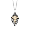 Disney Treasures The Lion King Black Enhanced and White Diamond Scar Pendant in Sterling Silver and 10K Gold – 19"